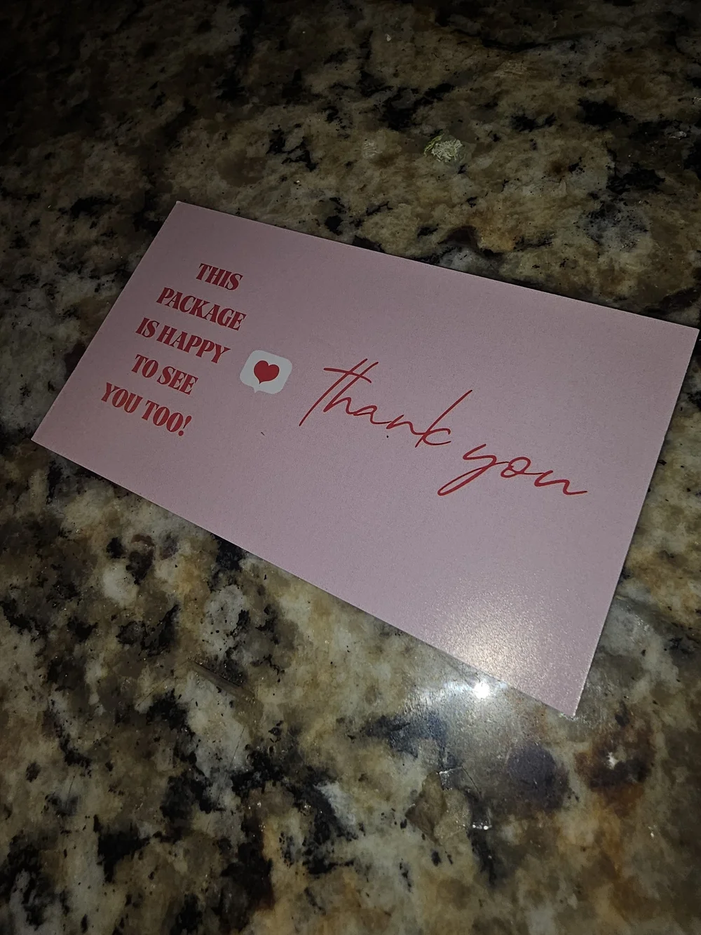 Thank You Shipping Insert Card - Pink